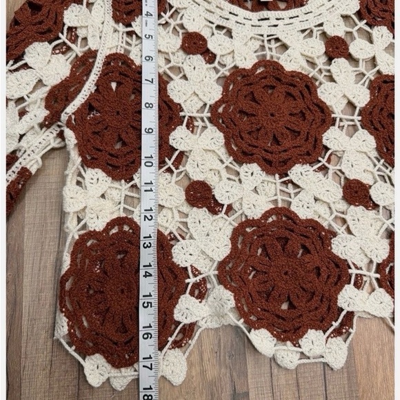 Rebellion Brown and Cream Crochet Women’s Top - Picture 5 of 7